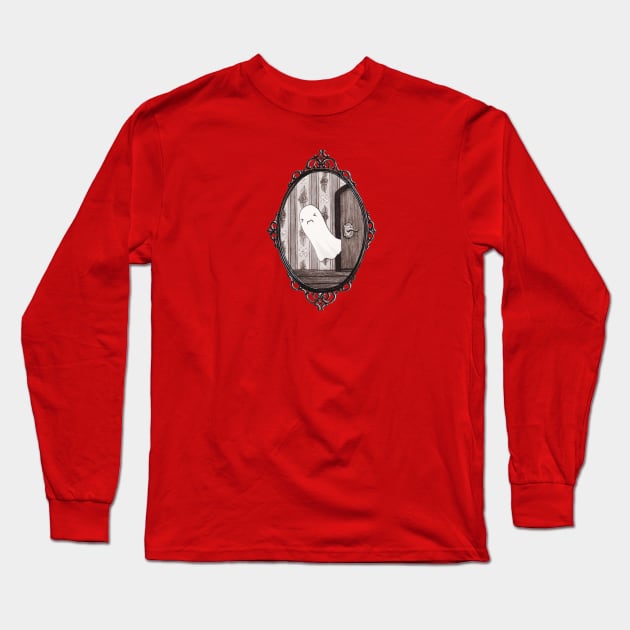 Ghost caught in a Door Long Sleeve T-Shirt by Marcies Art Place